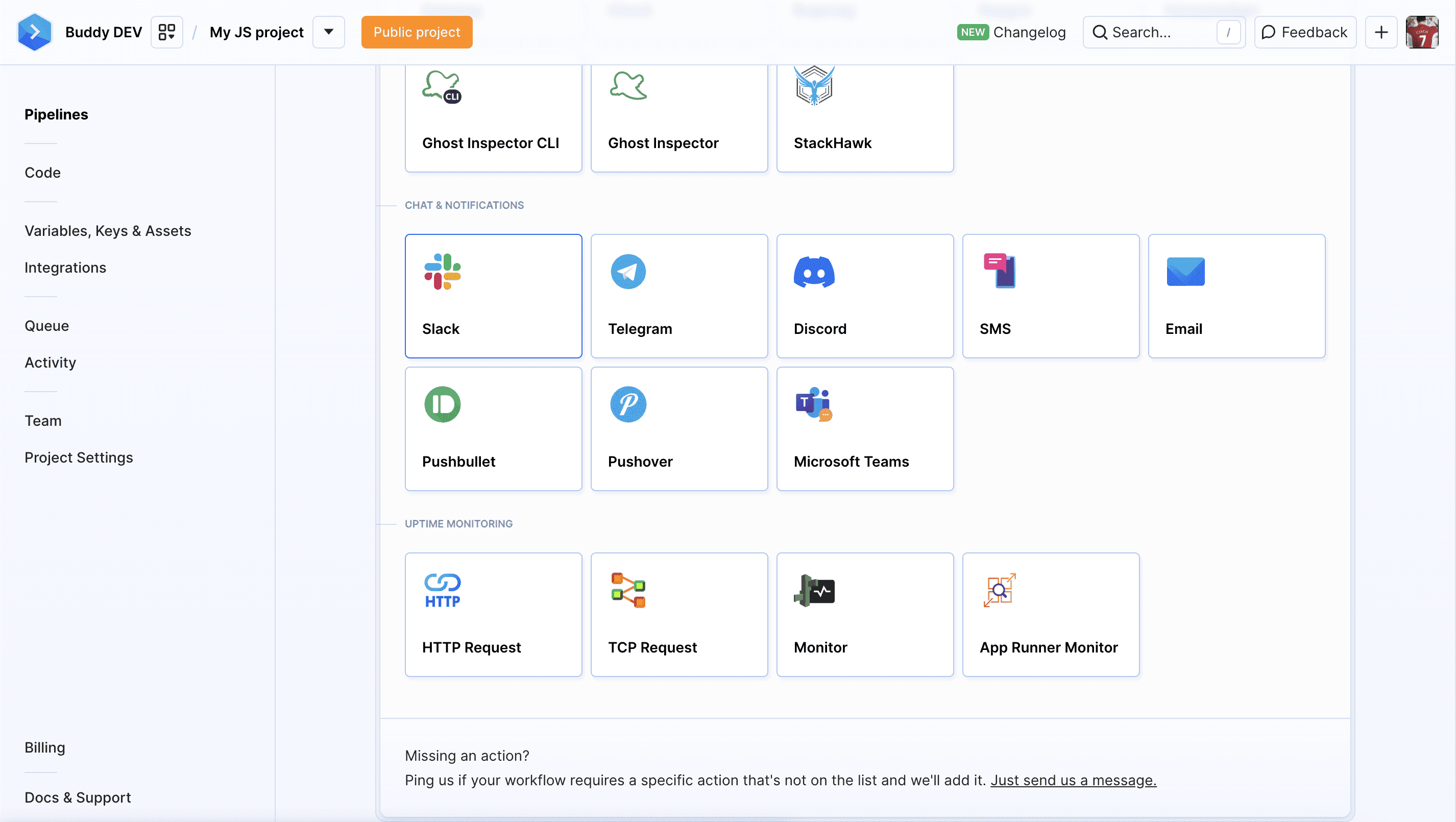 Slack location in action roster