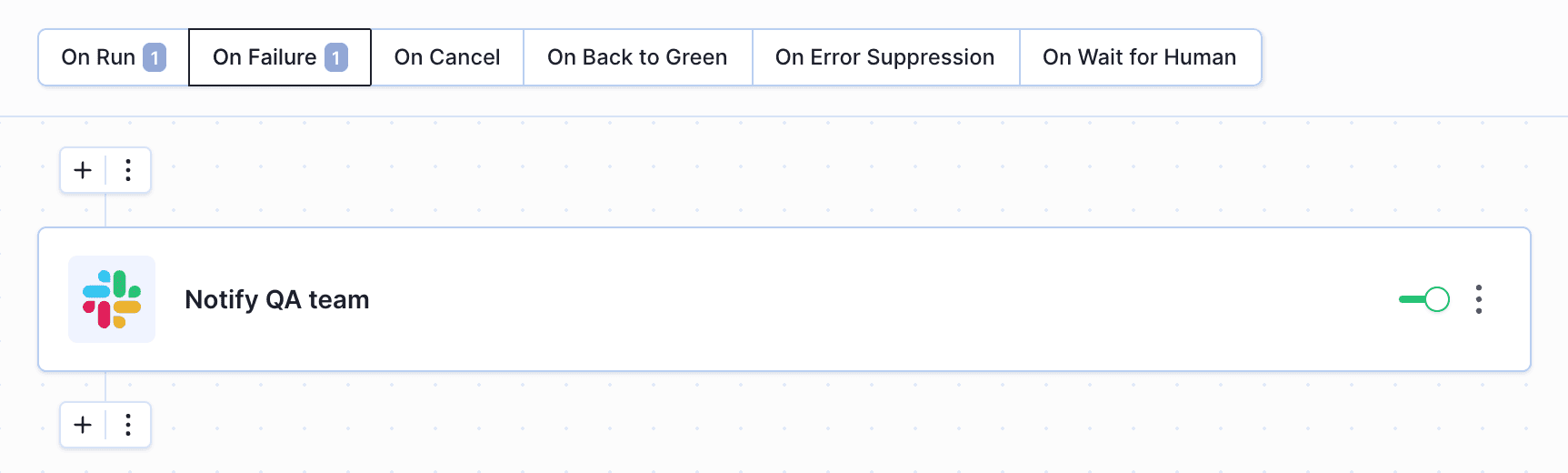 Pipeline example with on failure section