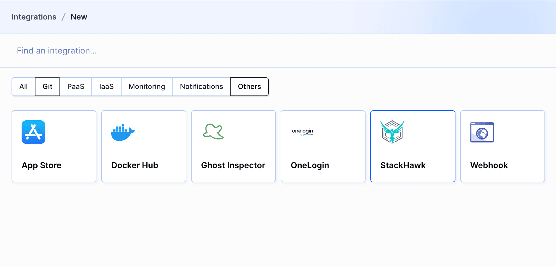 StackHawk CLI integration selection