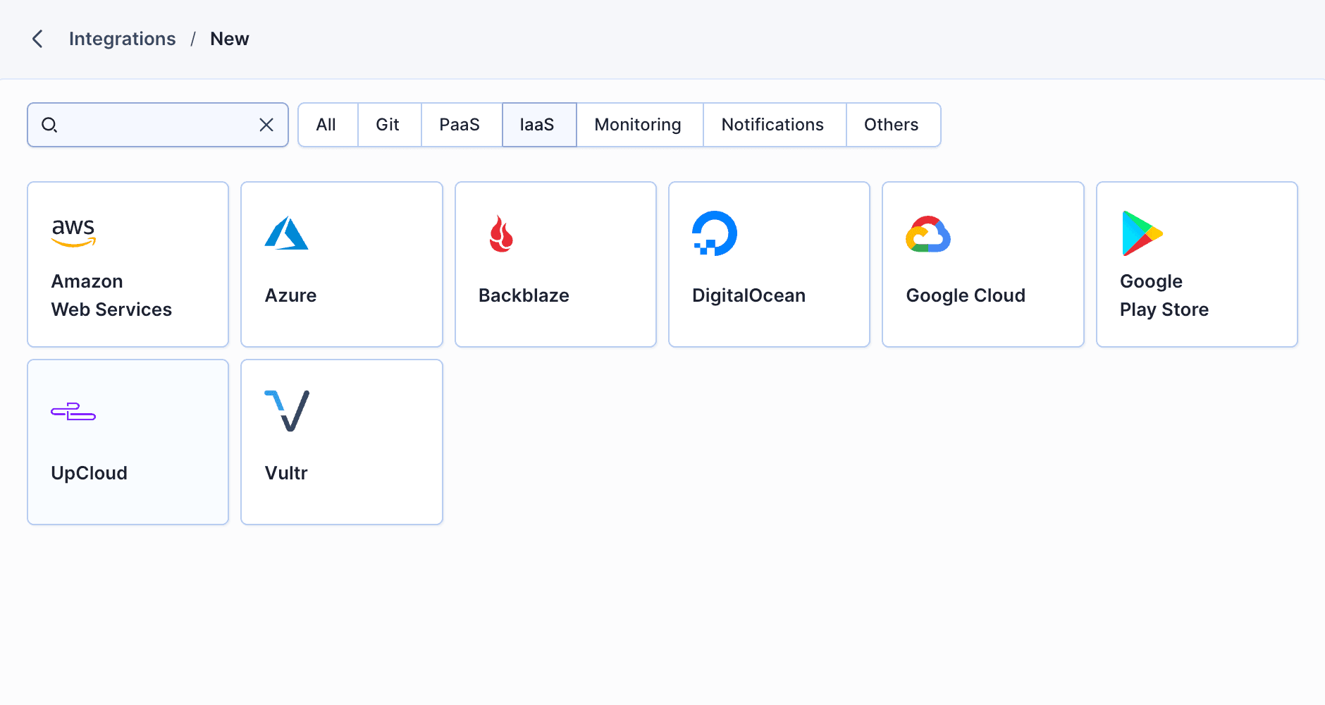 UpCloud integration selection