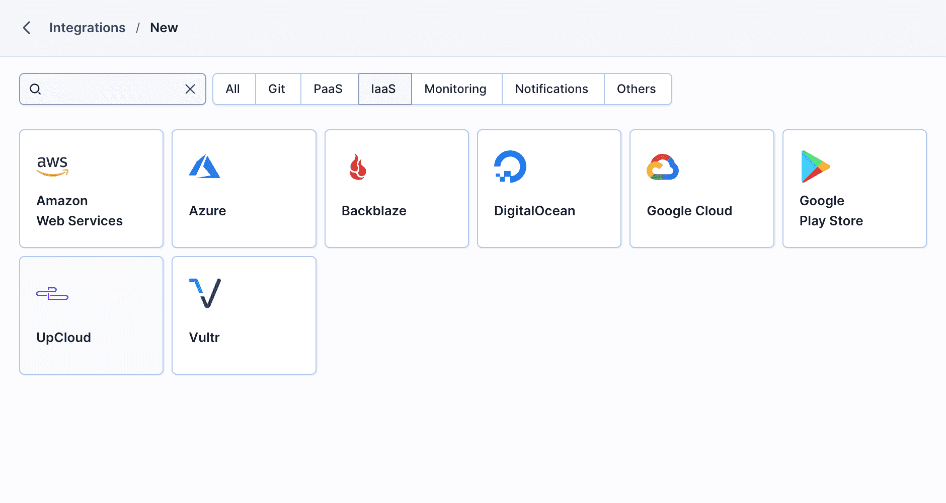 UpCloud integration selection