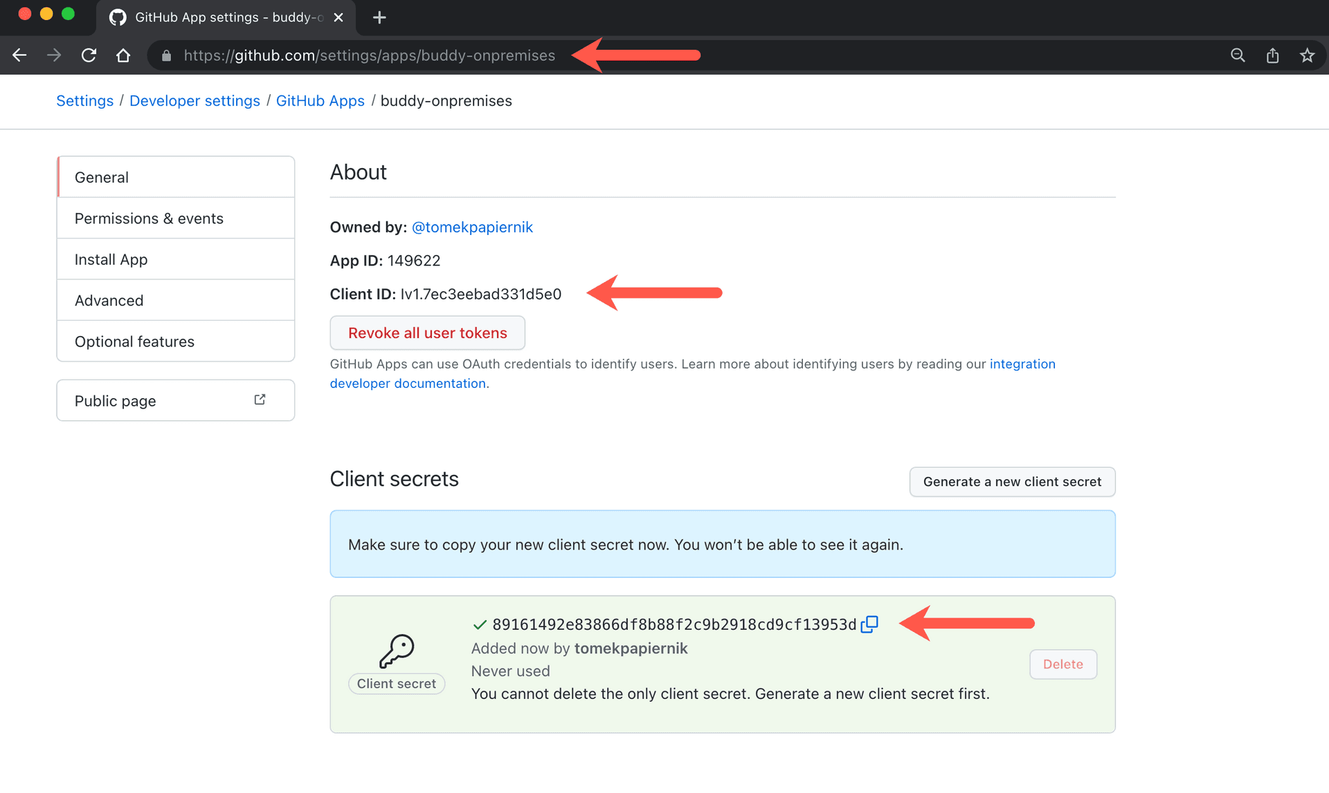 GitHub App details