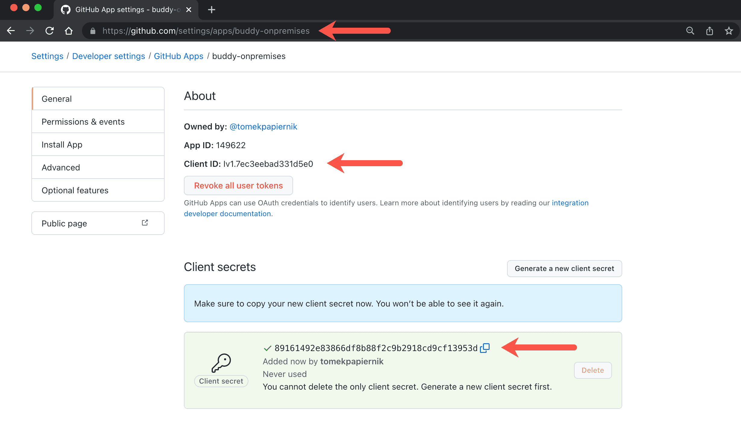 GitHub App details