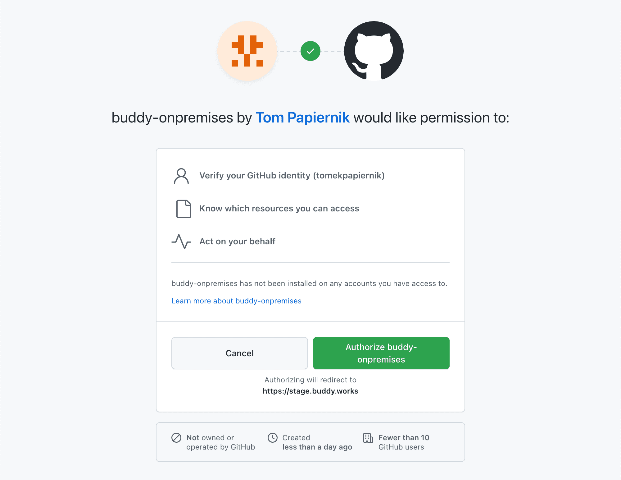 Authorizing the GitHub App