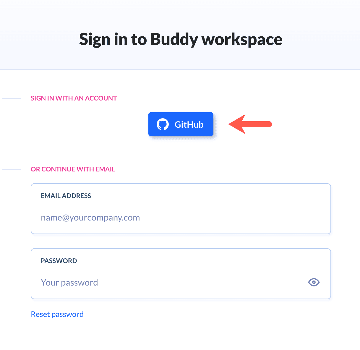 Sign in with GitHub button