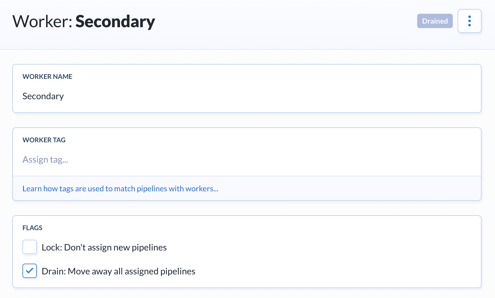 Draining option in runner settings