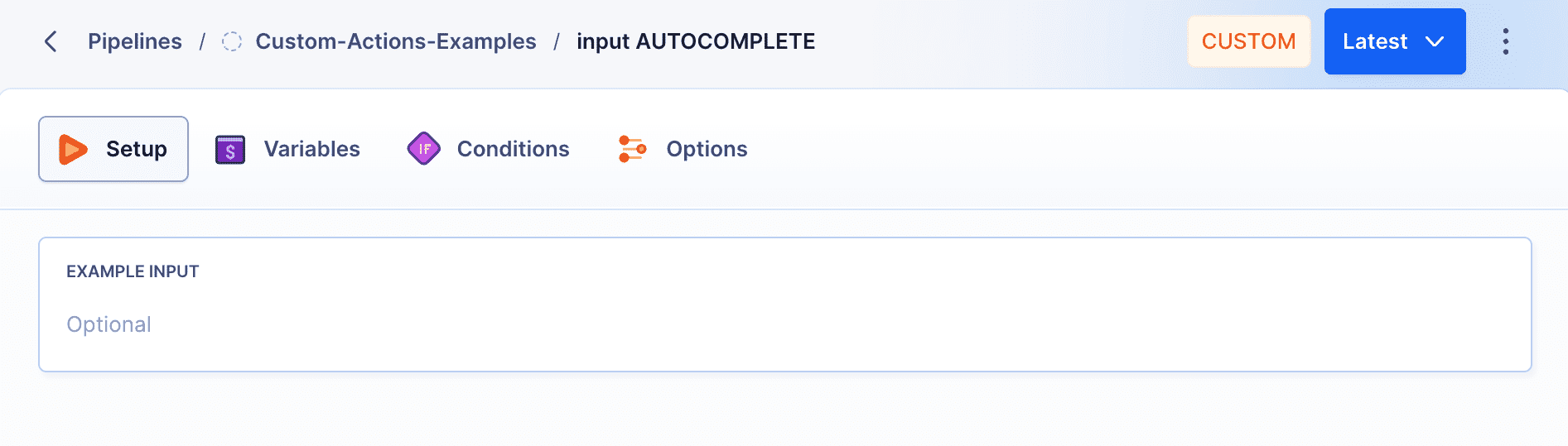 Custom action with AUTOCOMPLETE inputs