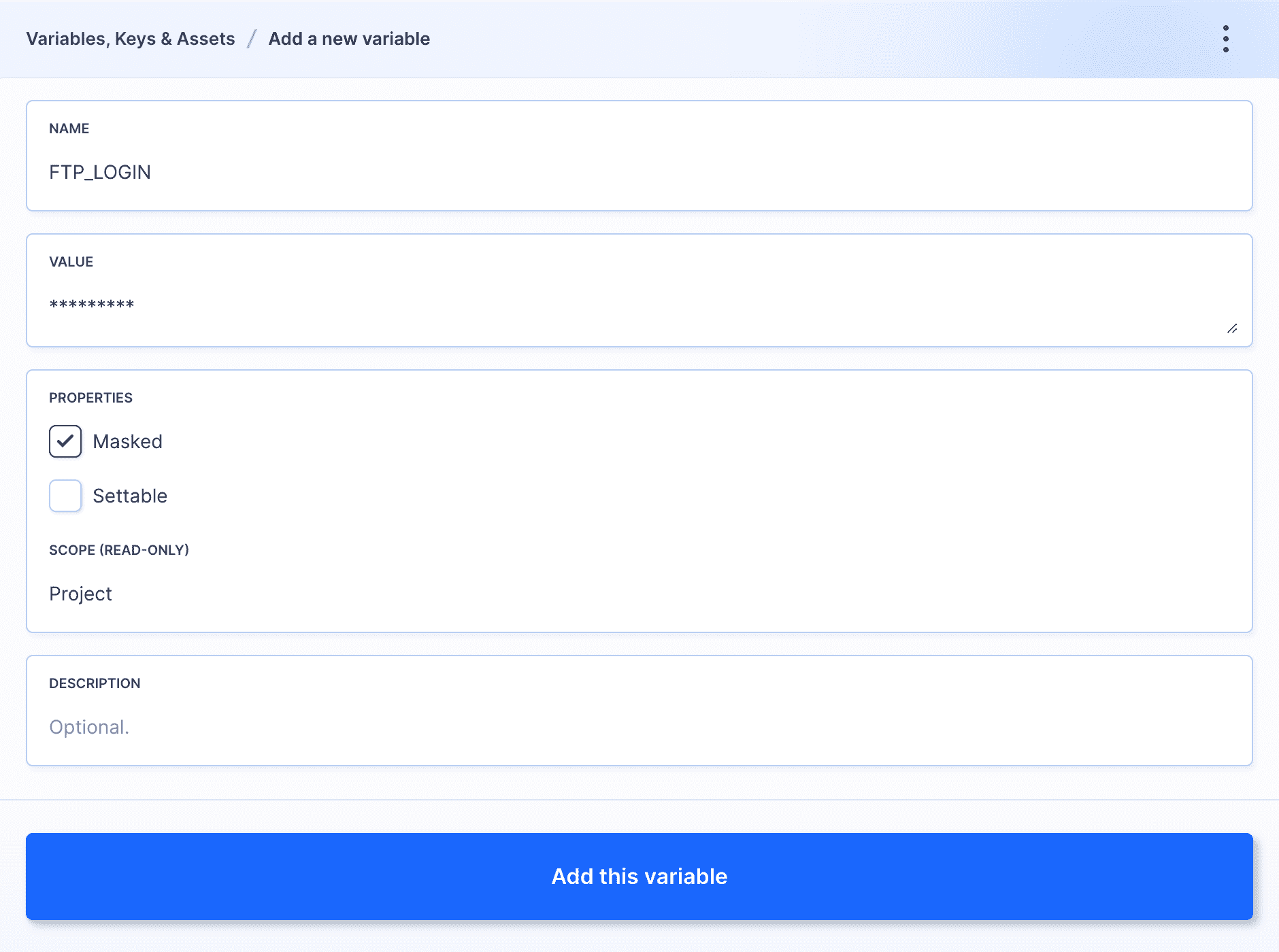 Adding encrypted variable