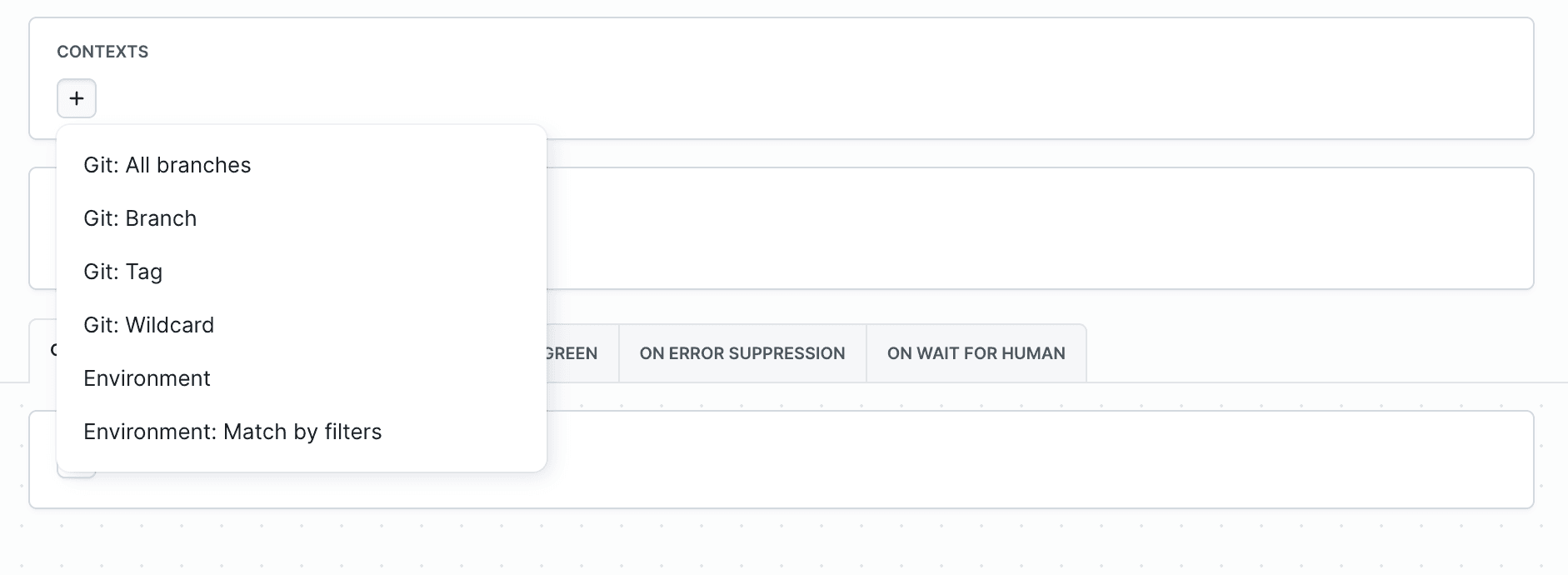 Workflow with context selection