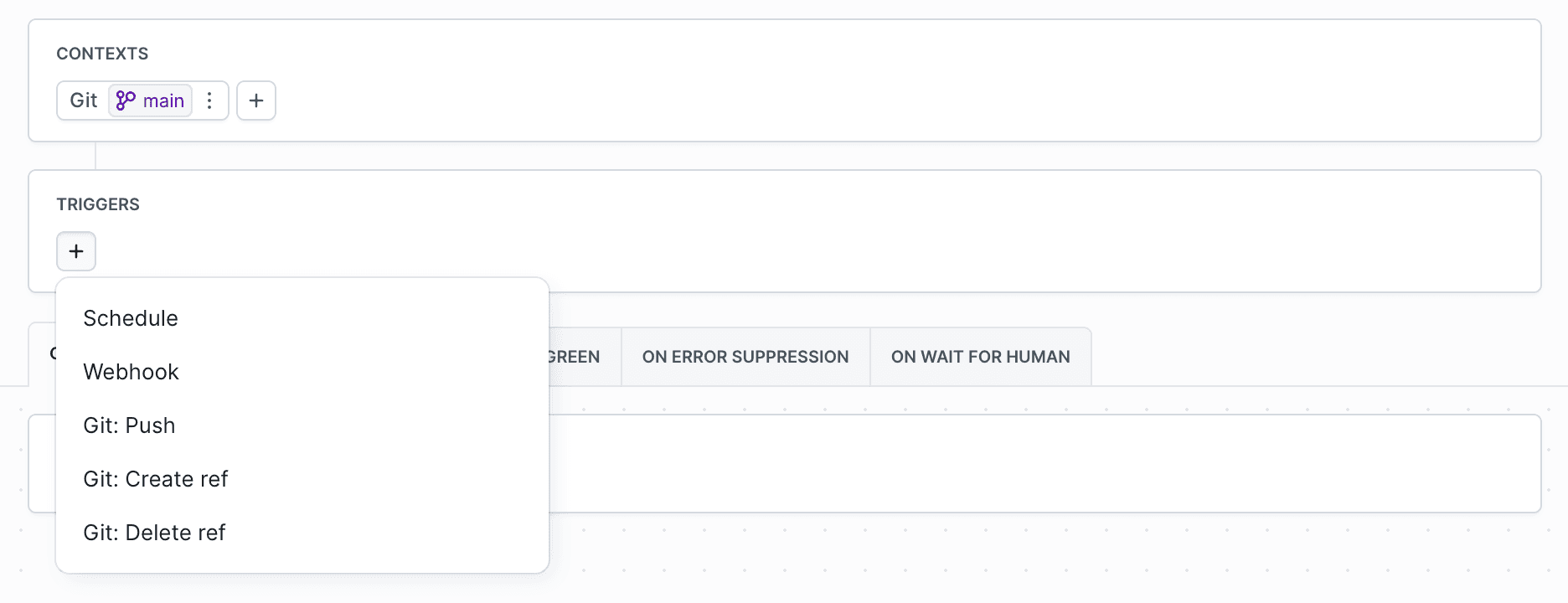 Workflow with trigger selection