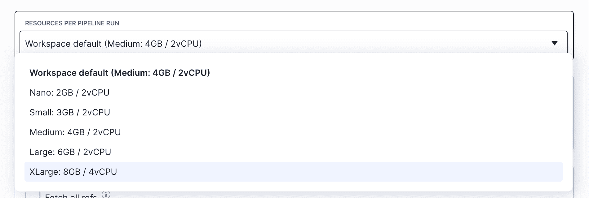 Setting resources in pipeline