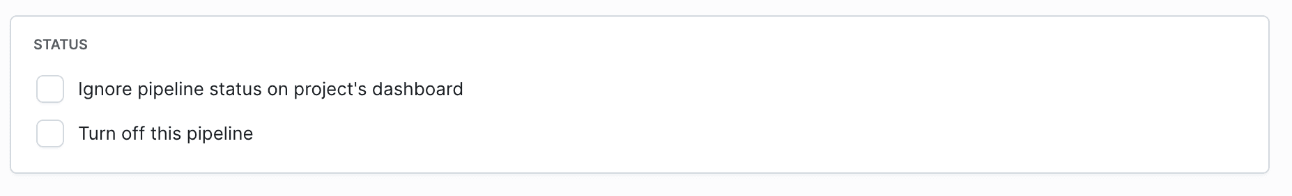 Pipeline status settings