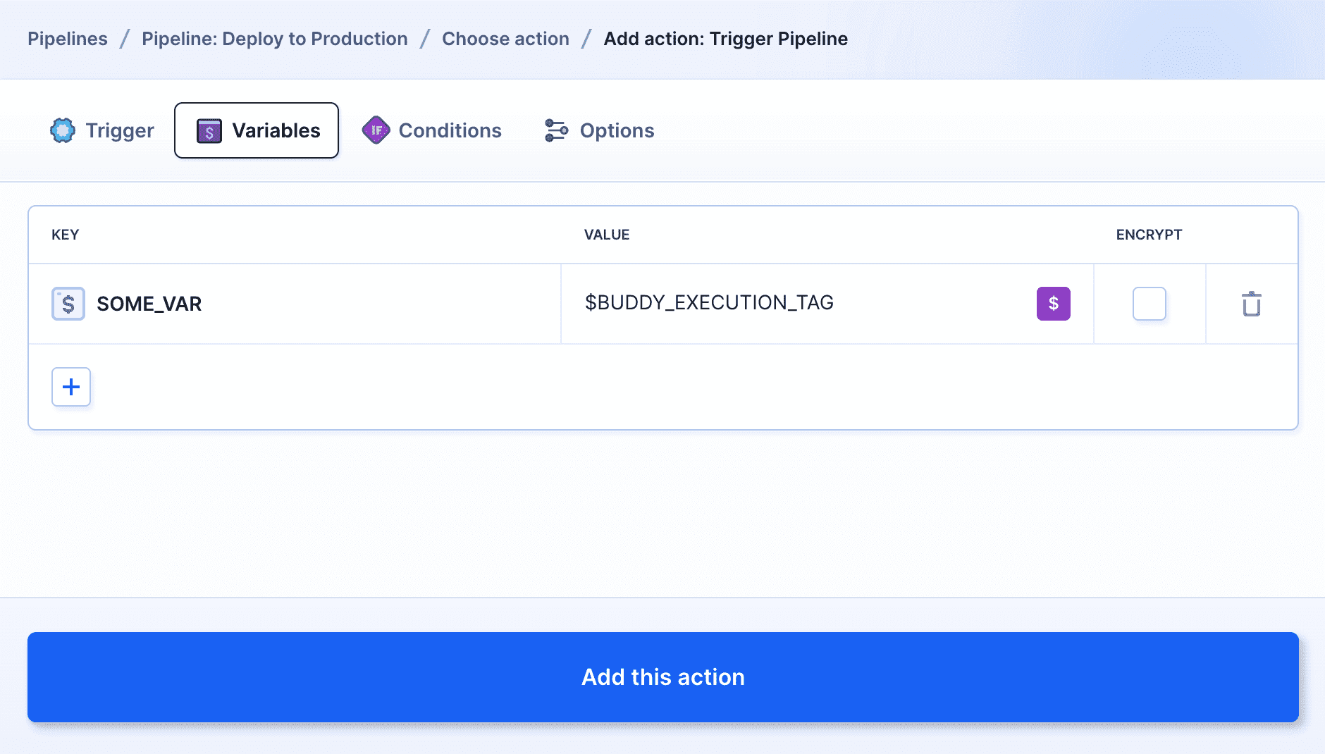 Passing parameters with Trigger Pipeline action