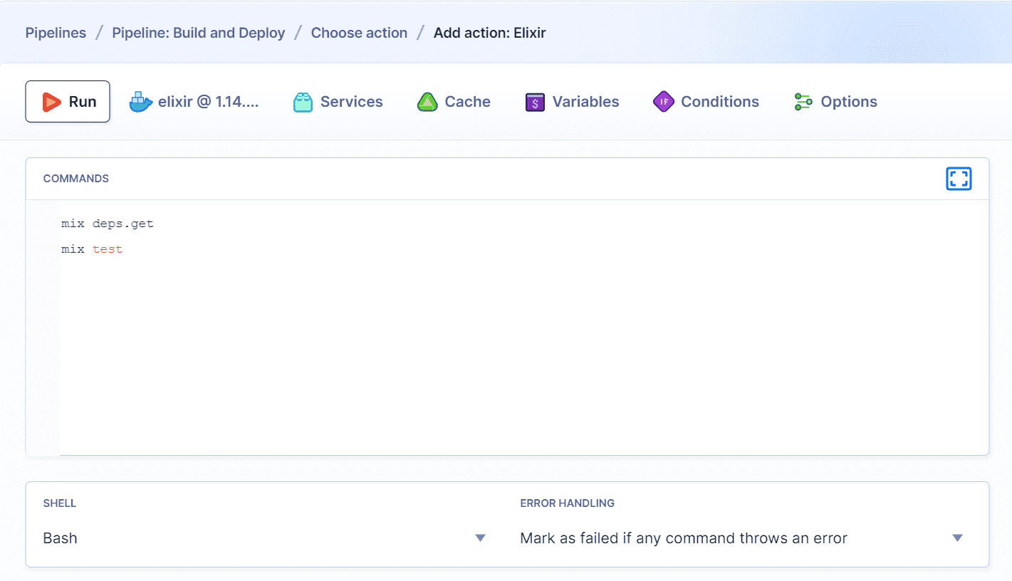 Elixir action commands console