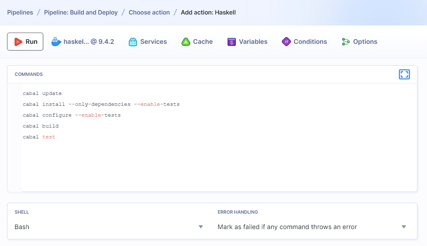 Haskell default build commands