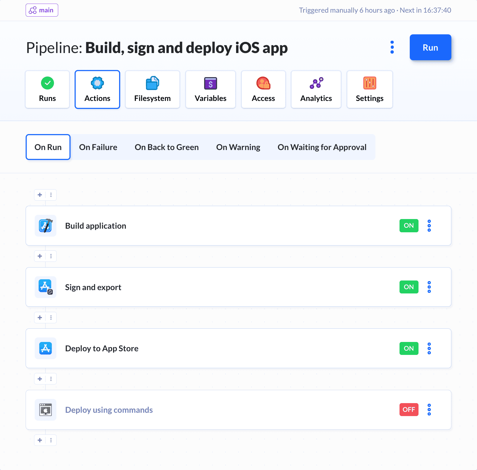 Example iOS delivery pipeline