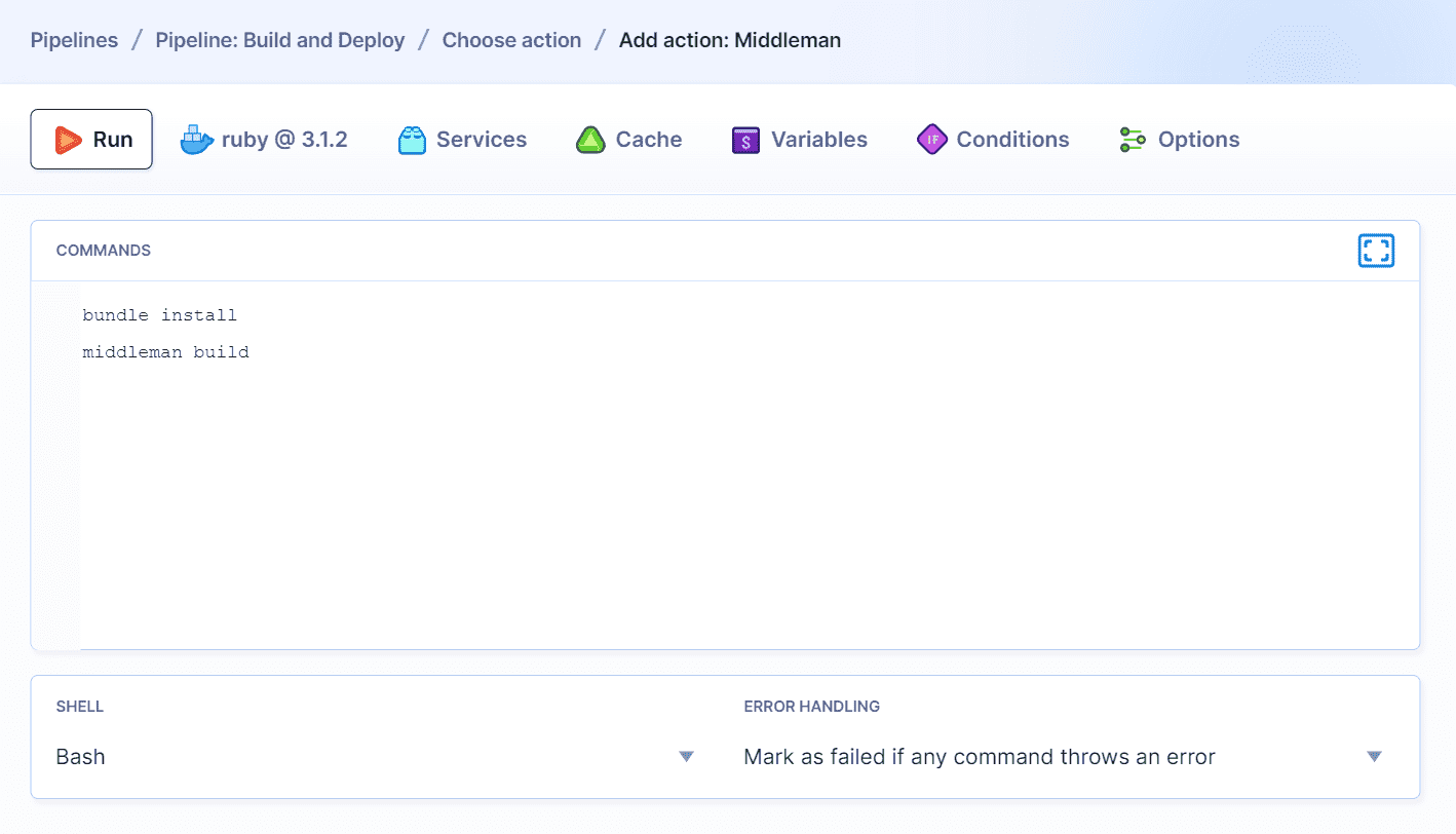 Middleman default build commands