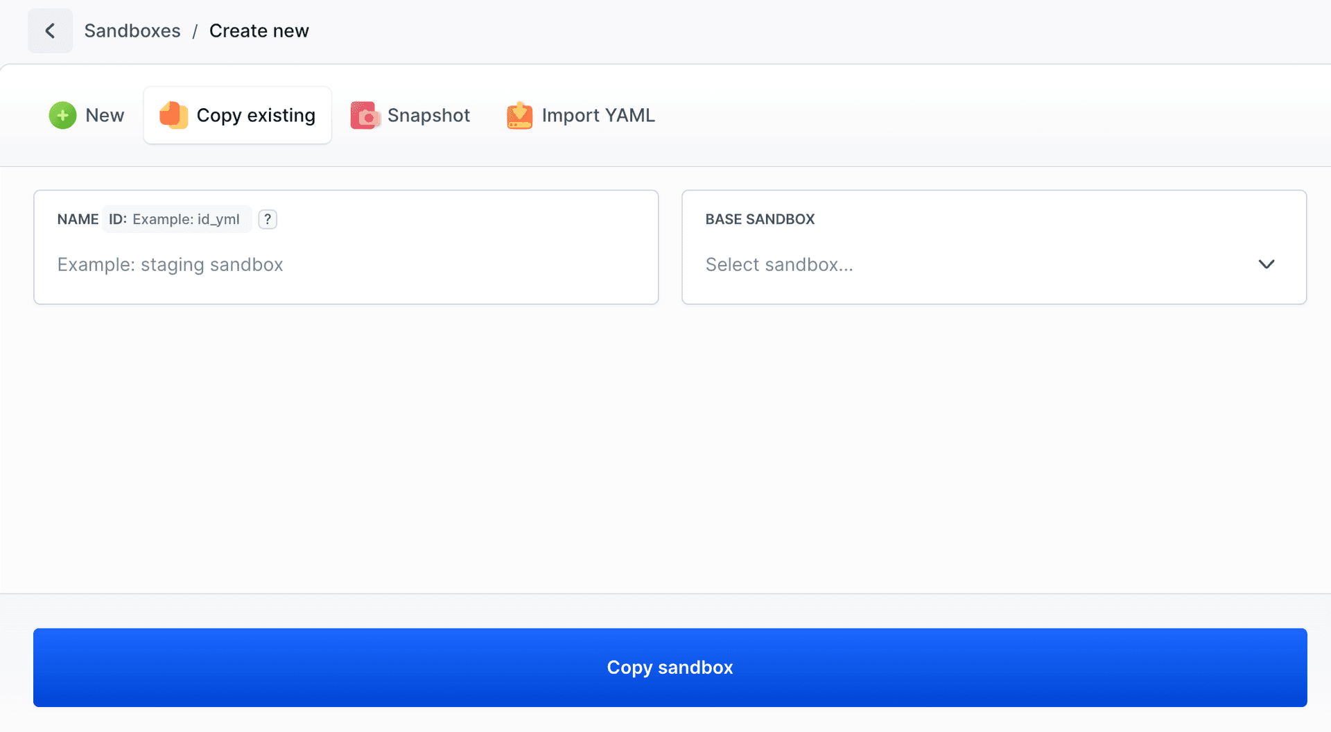 "Copy Existing" option