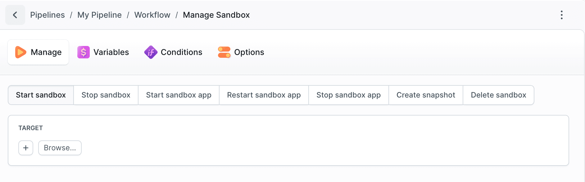 Manage Sandbox - Start/Stop