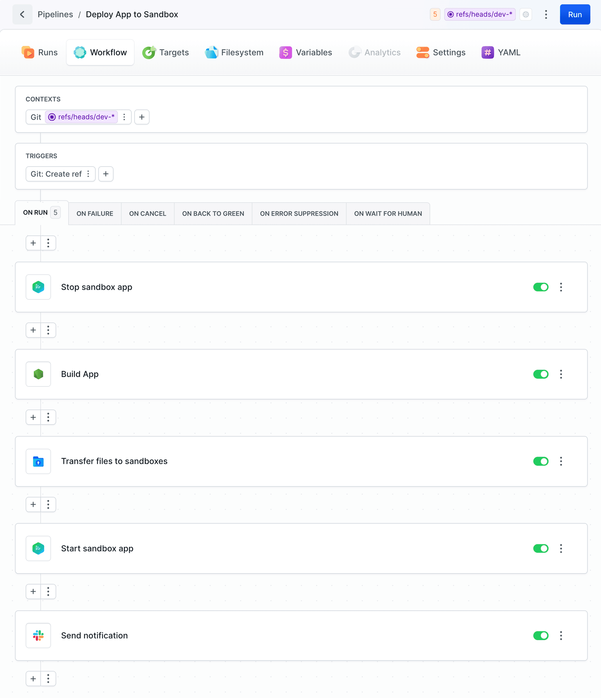 Sandbox workflow example
