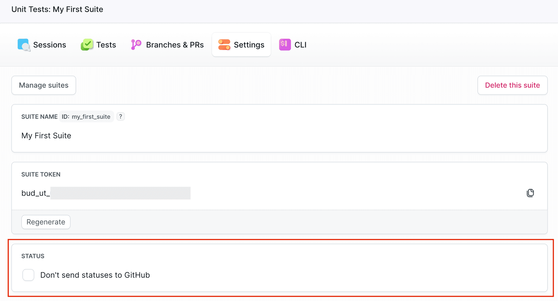 GitHub Commit Status Settings