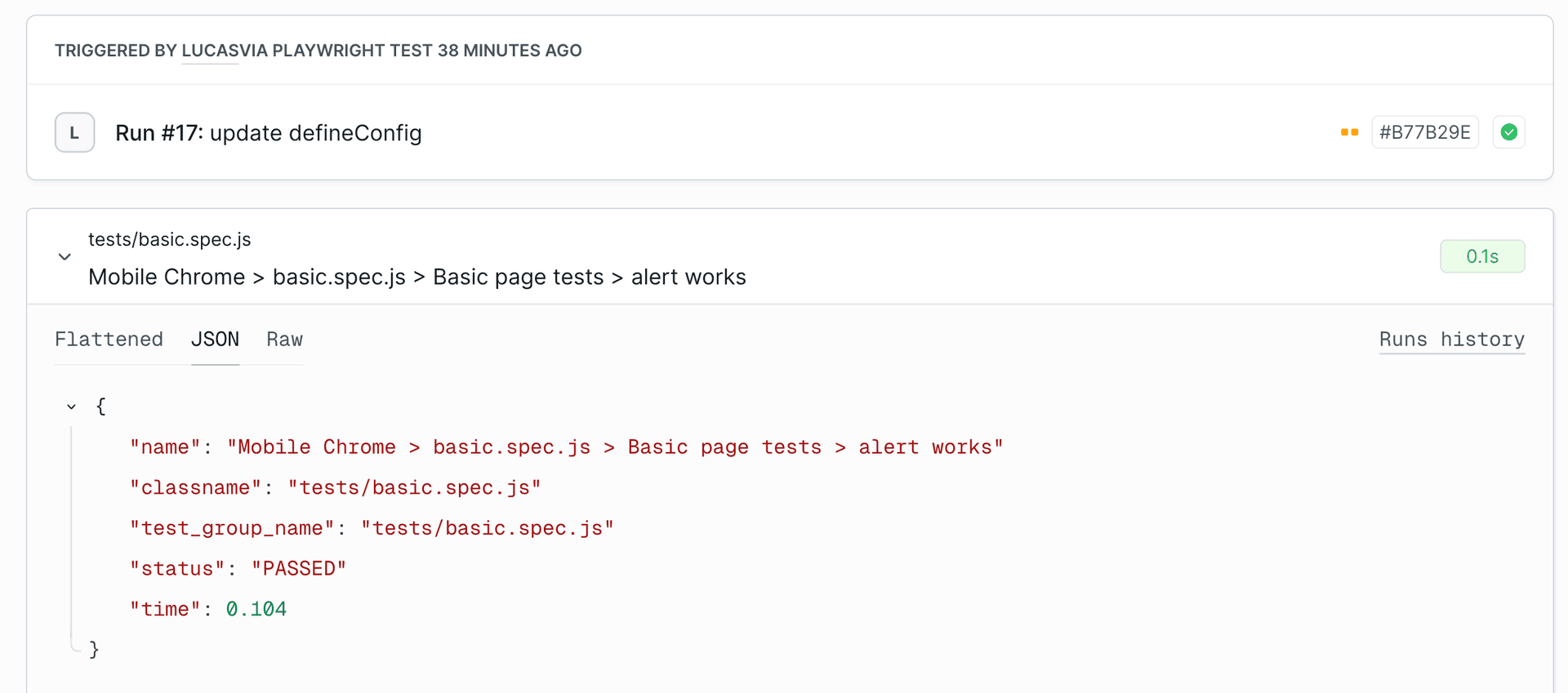 Session Details - JSON Tab View