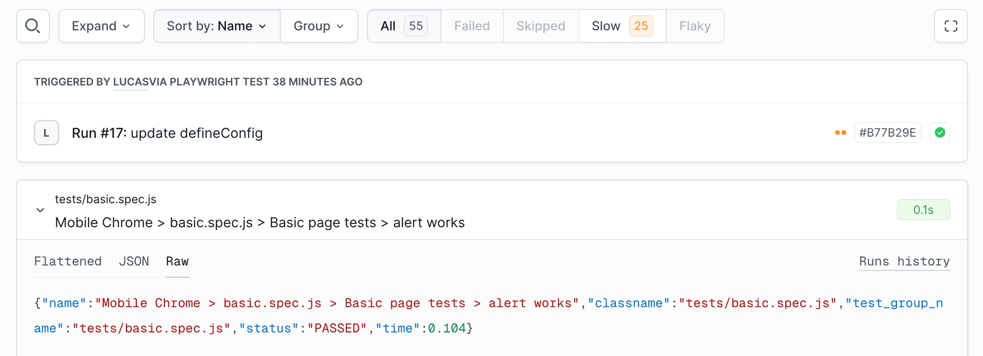 Session Details - Raw Tab View
