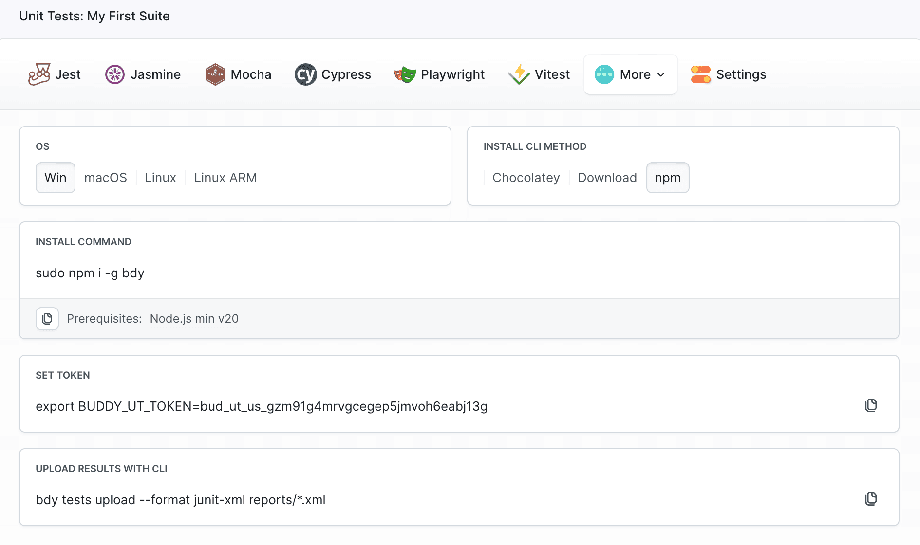 Configure Unit Tests - JUnit XML