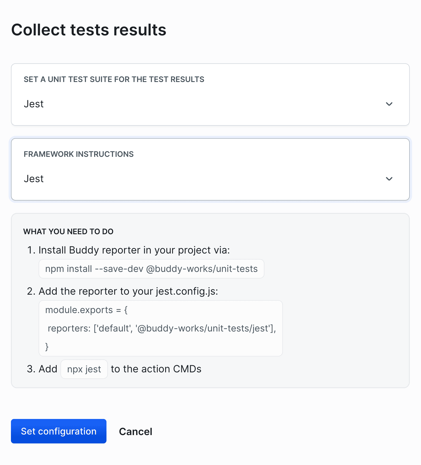 Collect Tests Results Configuration
