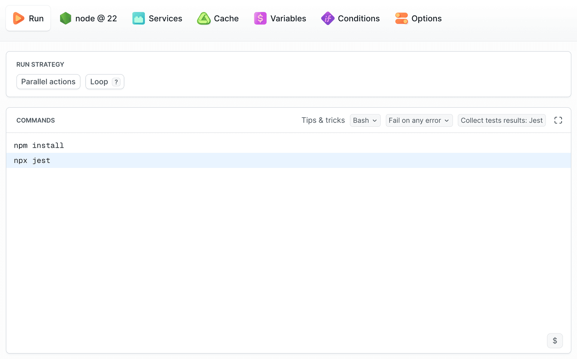 Pipeline Action with Configured Test Suite