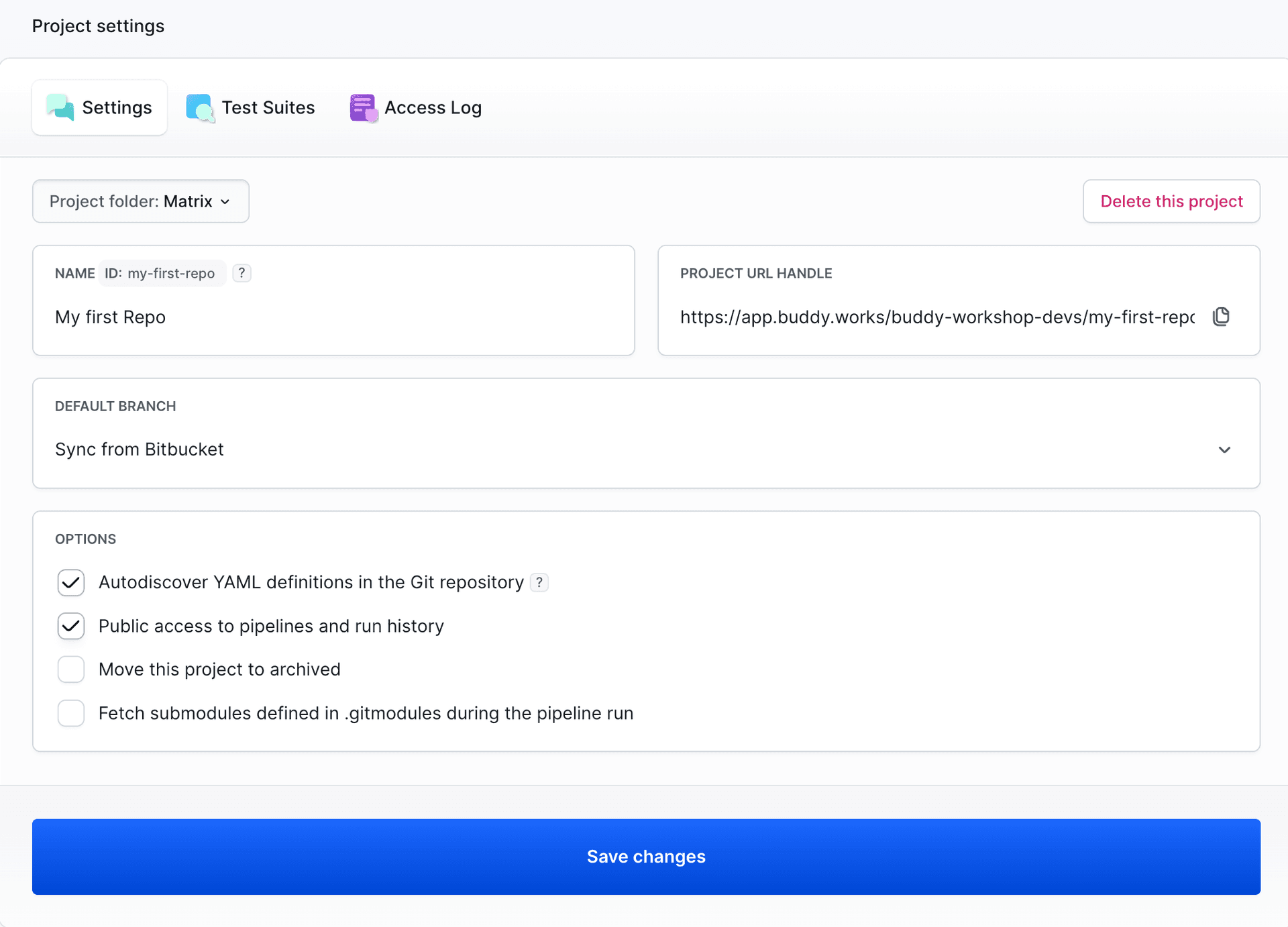 Project Settings overview