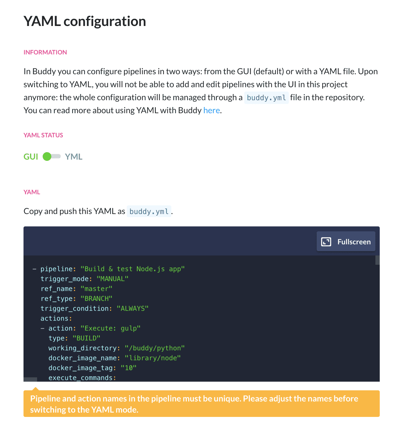 YAML configuration