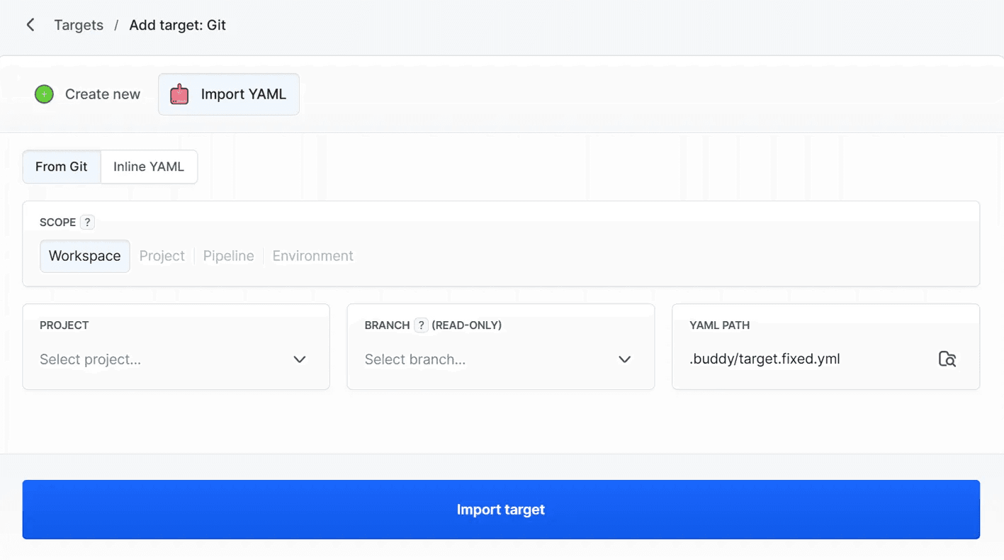 Importing YAML configuration