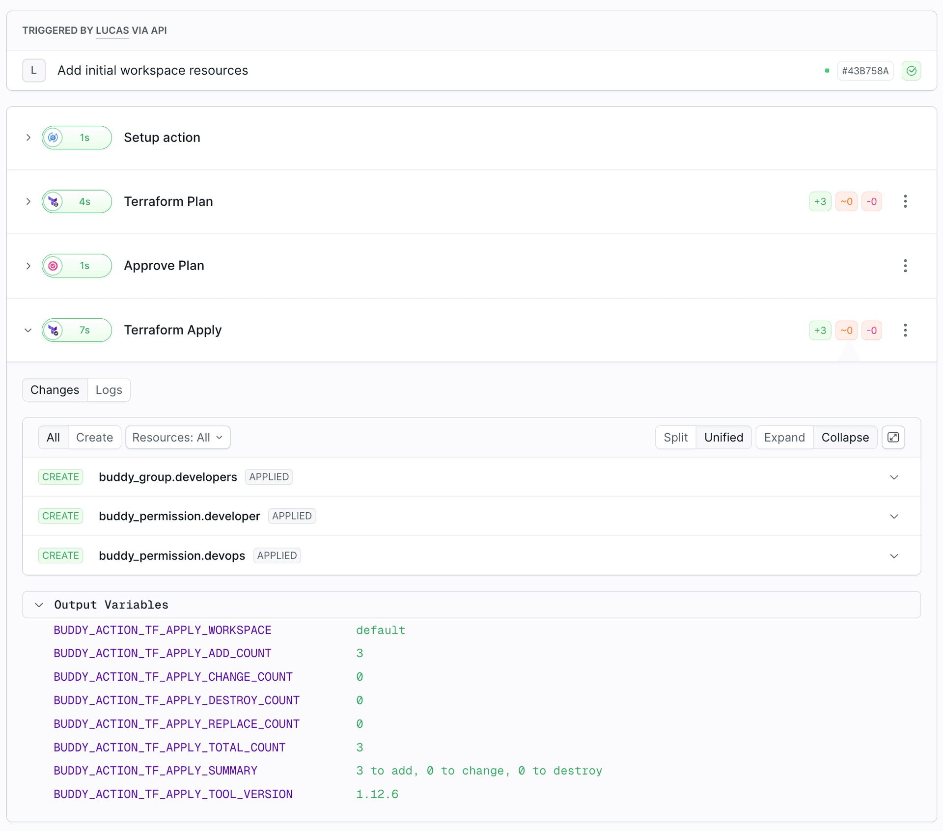 Successful Terraform Apply with resources marked APPLIED