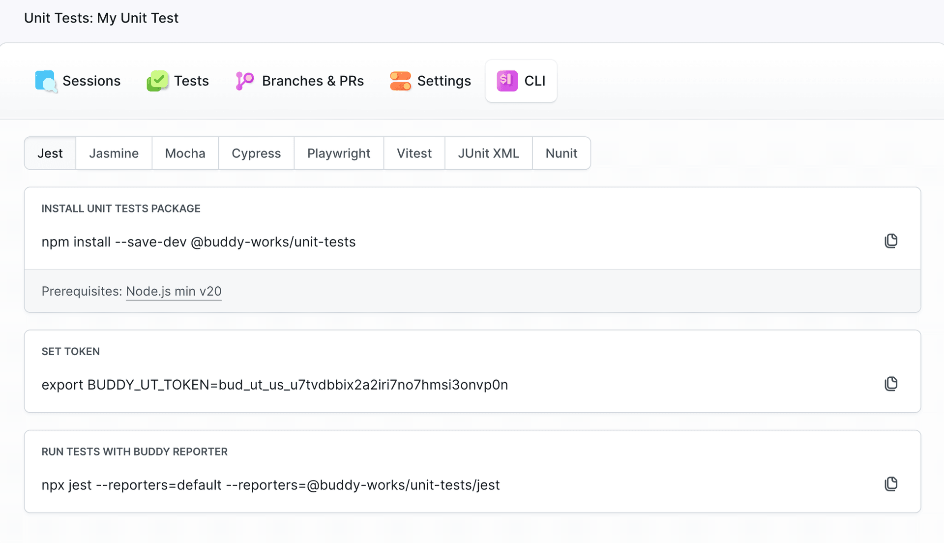 Unit Tests CLI Tab