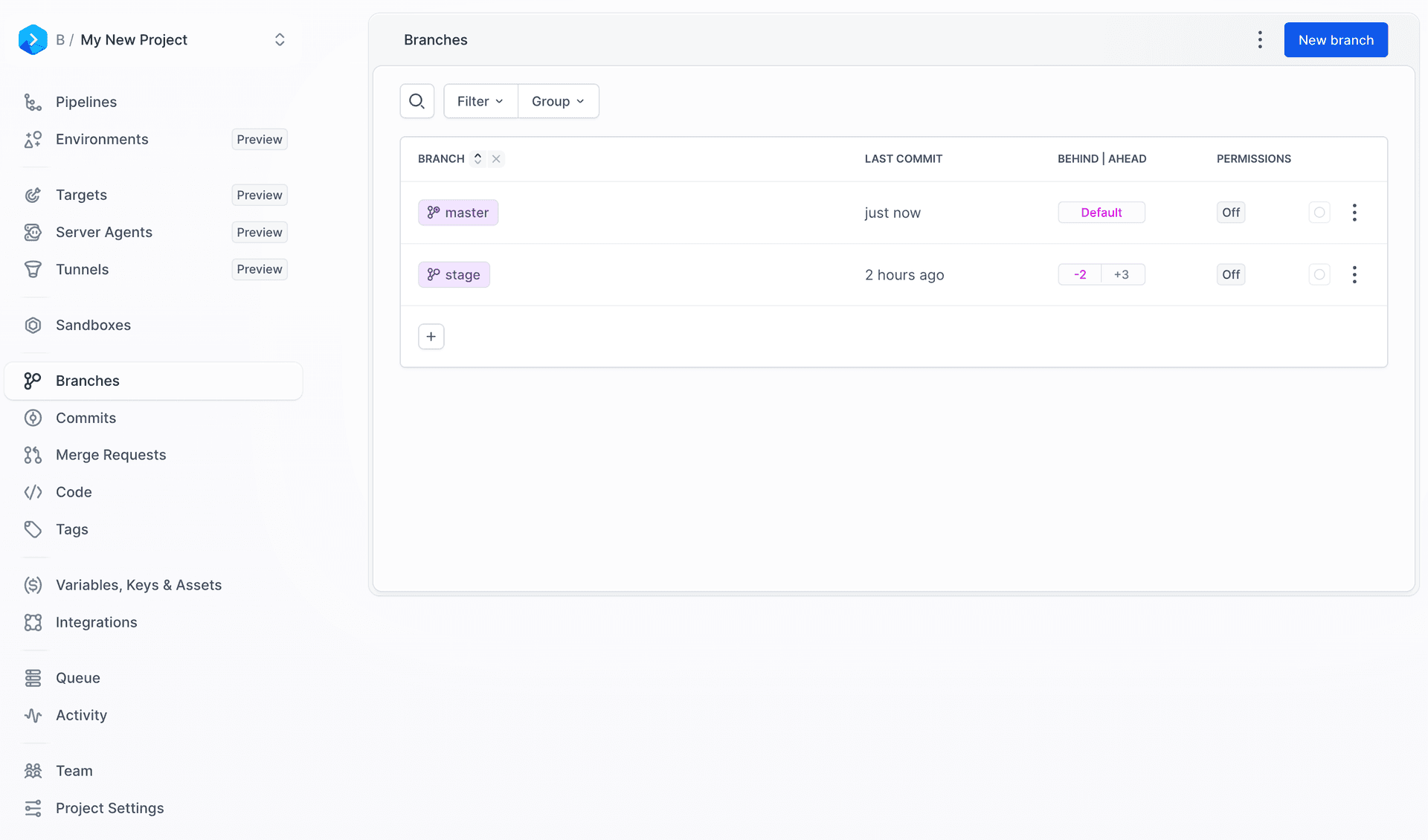 Creating a new branch