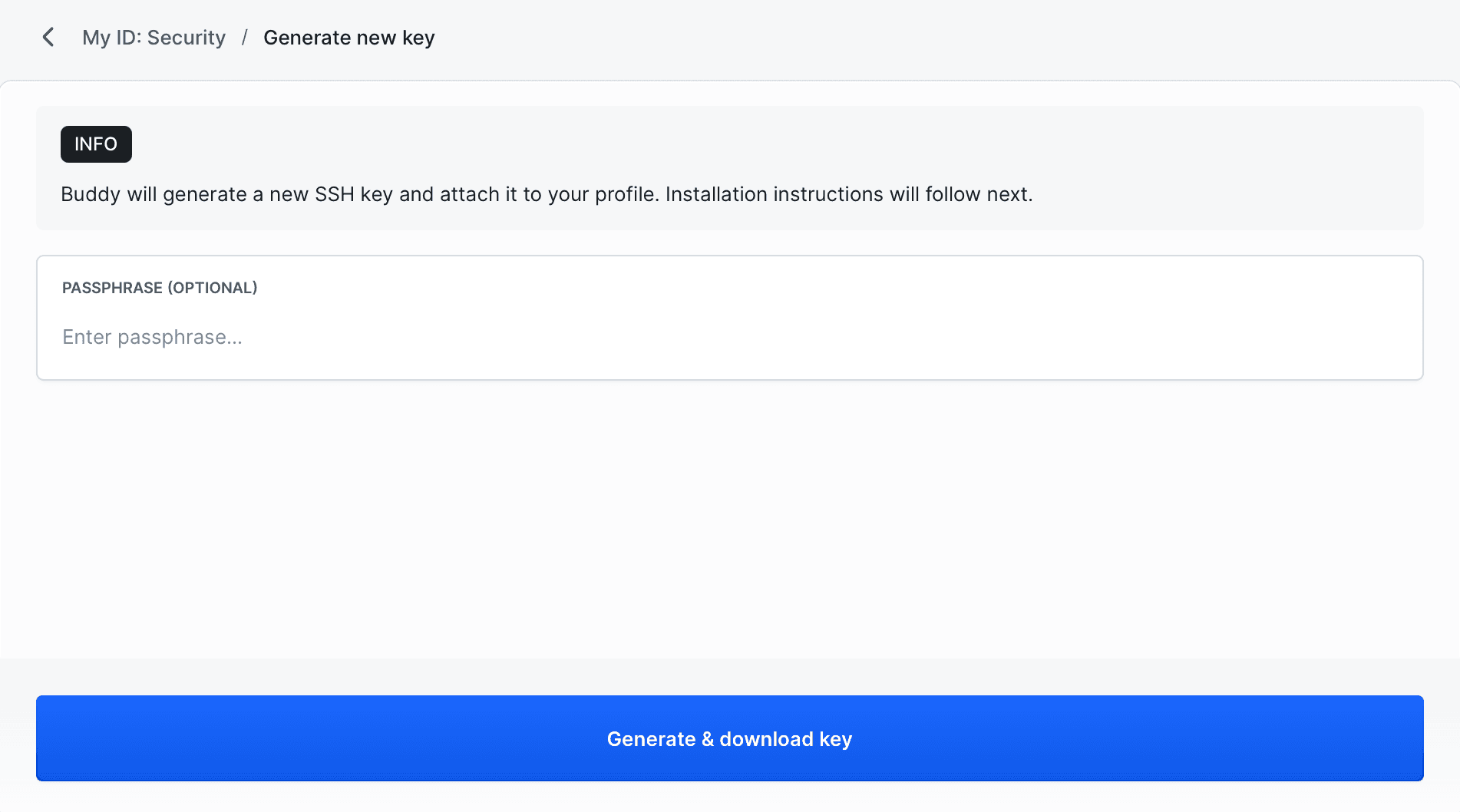 Adding new SSH key form