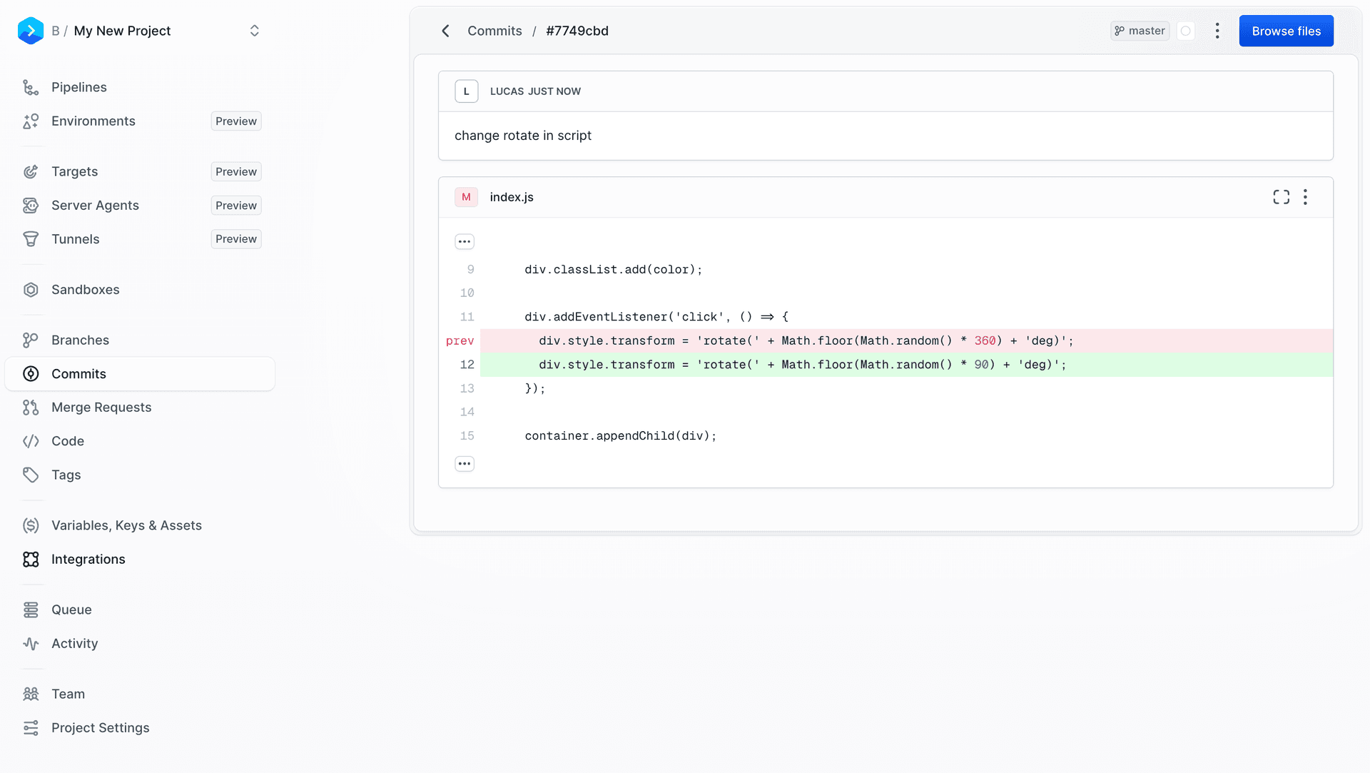 Details of a commit