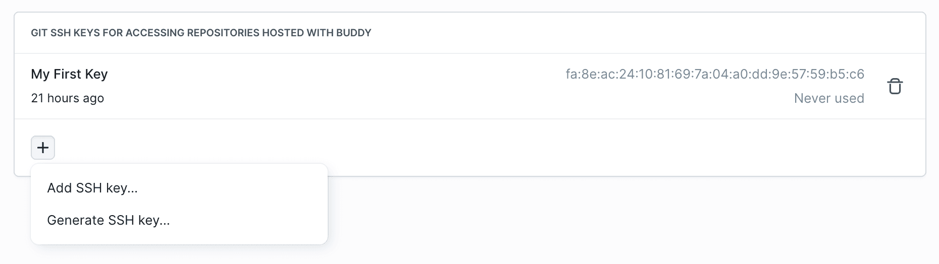 Adding SSH keys to your Buddy profile