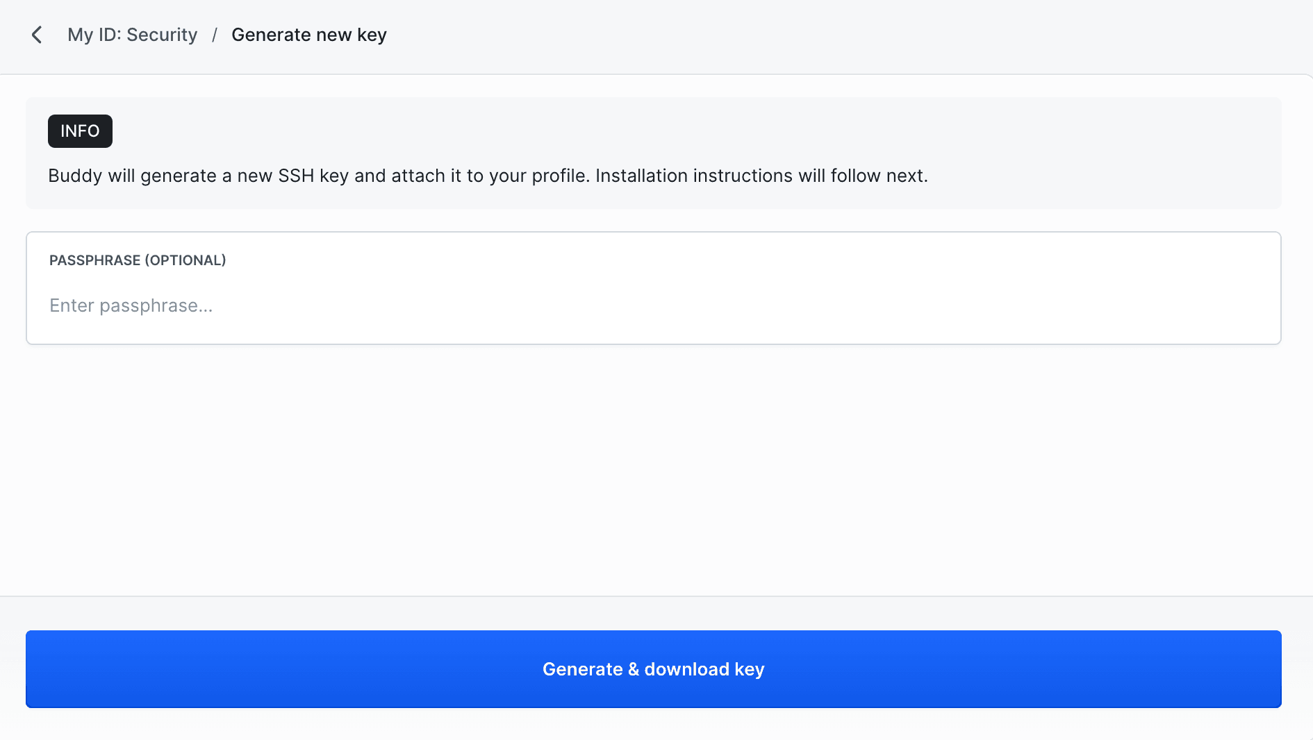 Key generation view