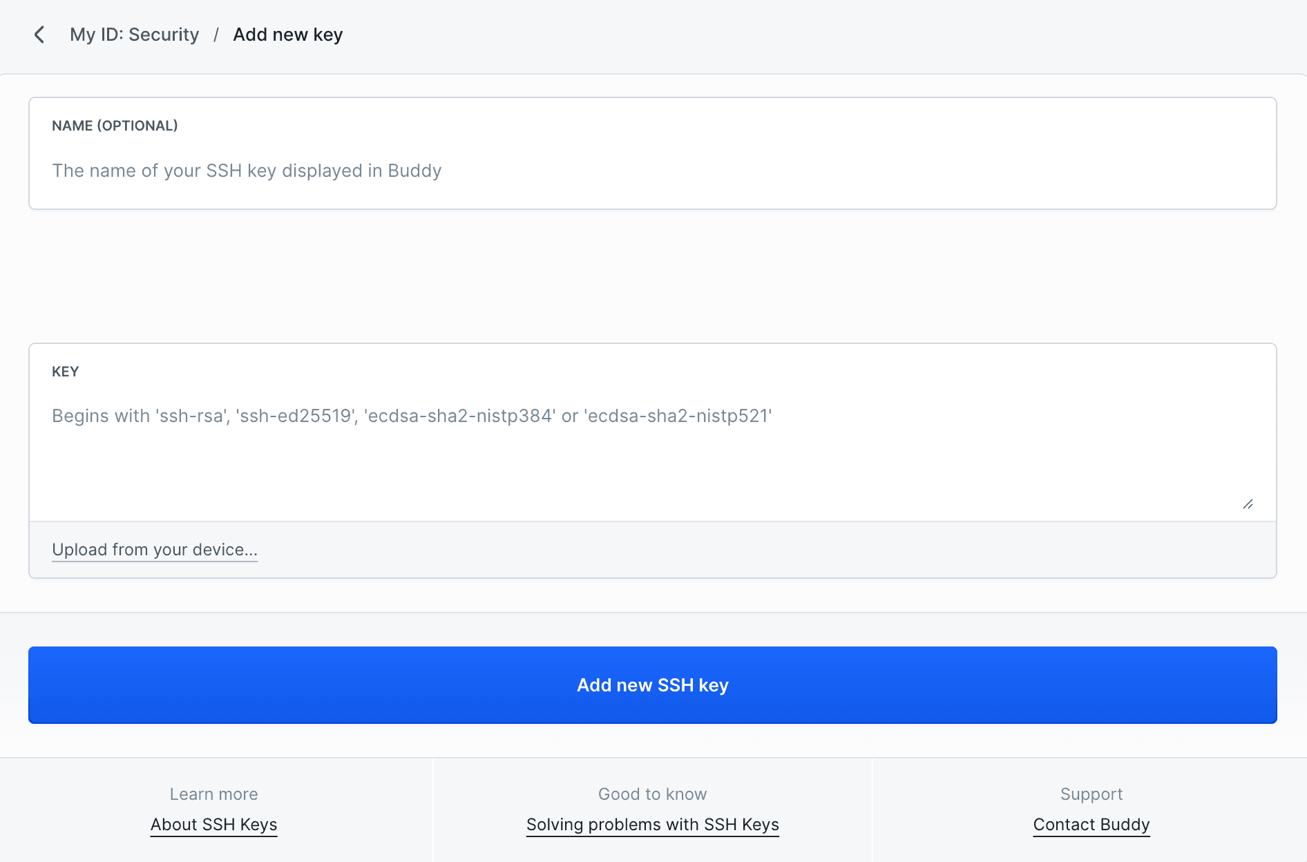 Key upload form