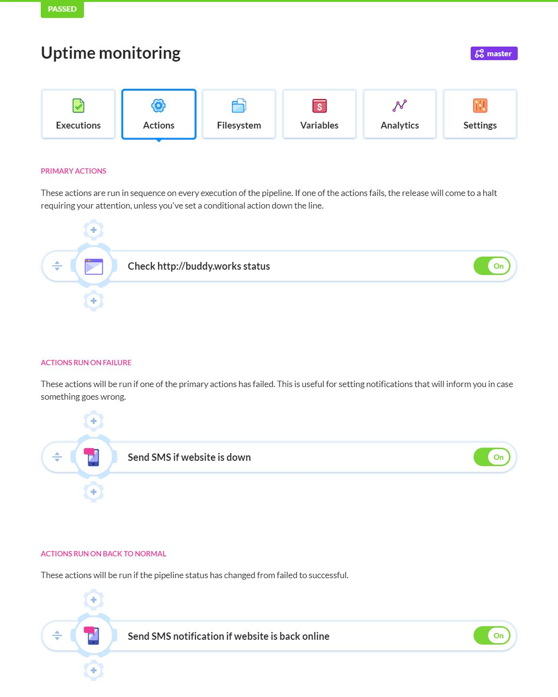 SMS notification configuration