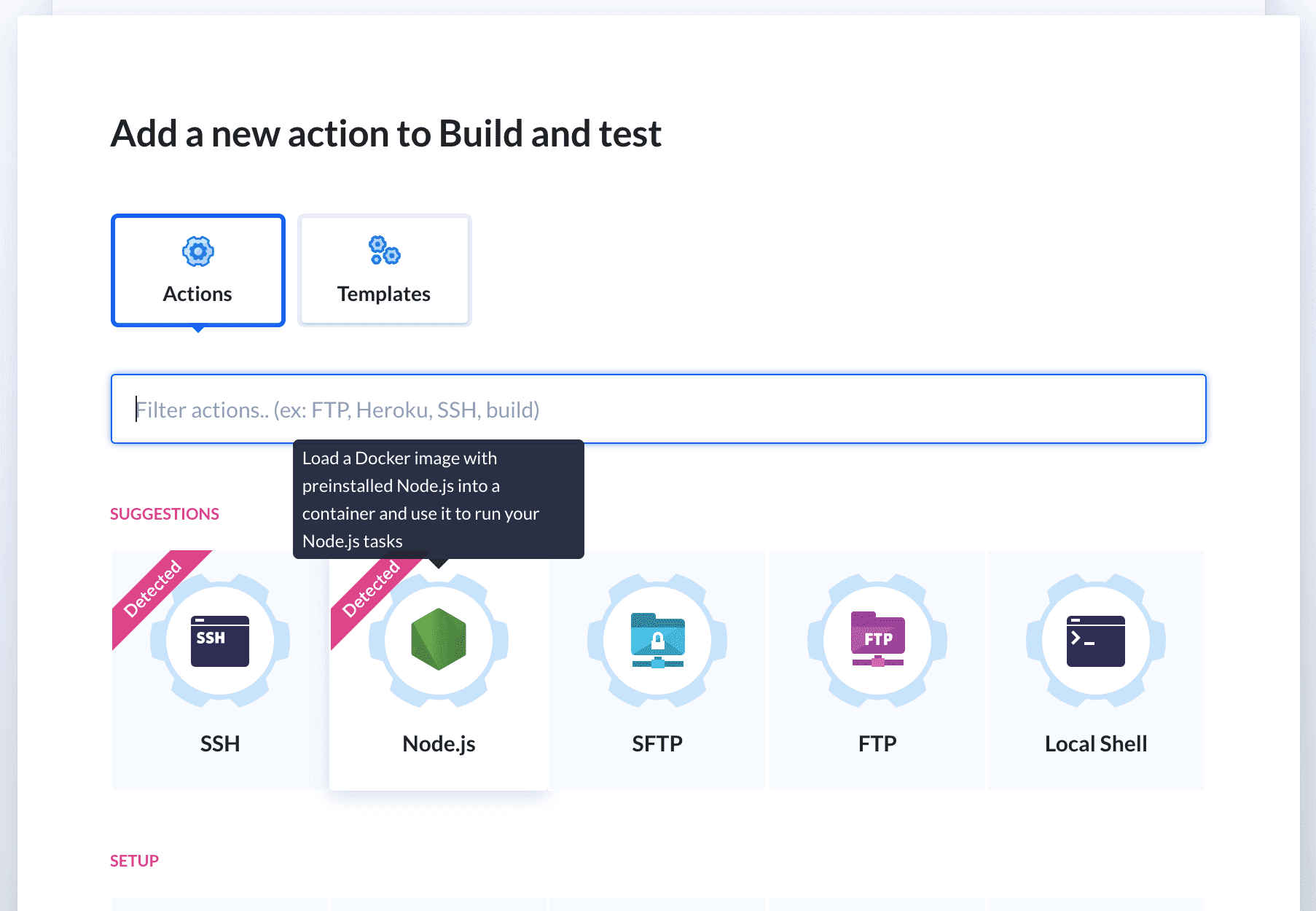 Adding Node.js action