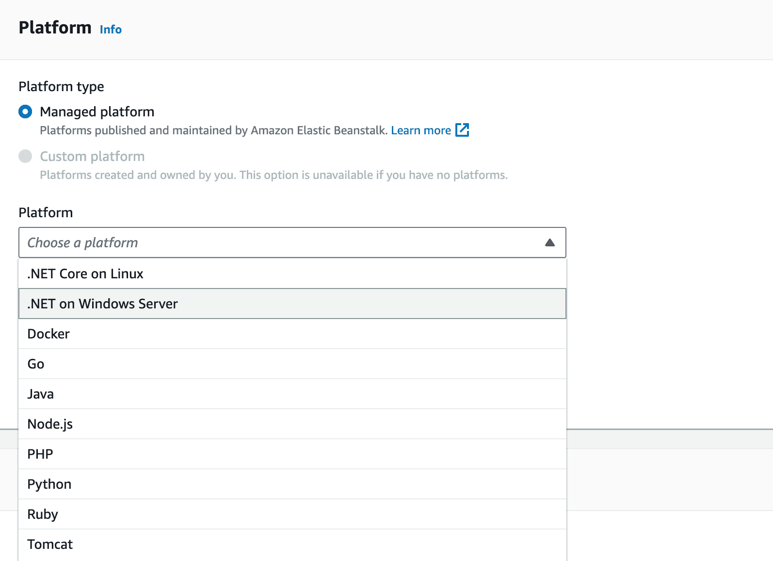 Benastalk platform selection