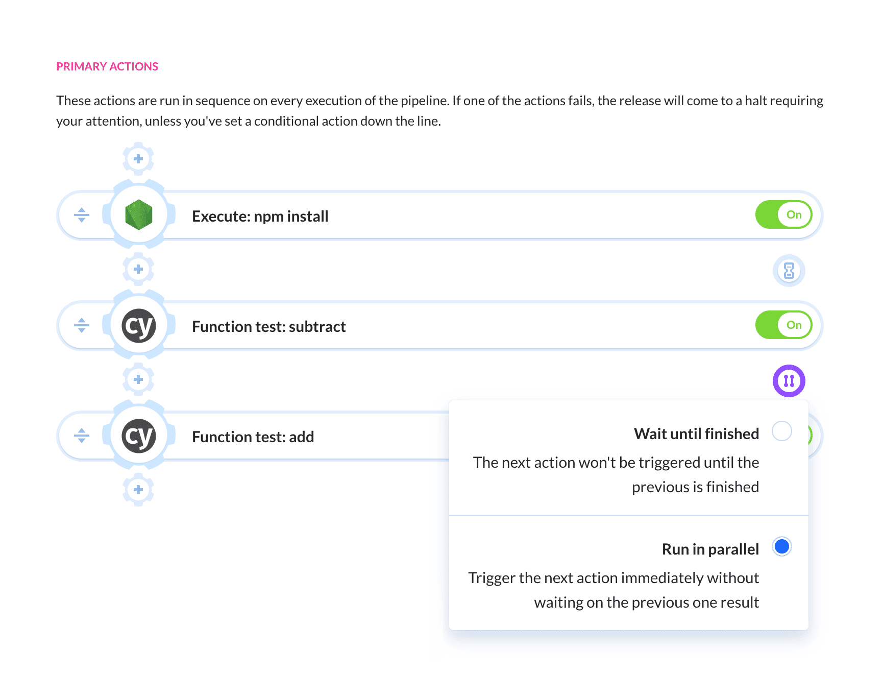 With Buddy, you can run pipeline steps in parallel with just a few clicks