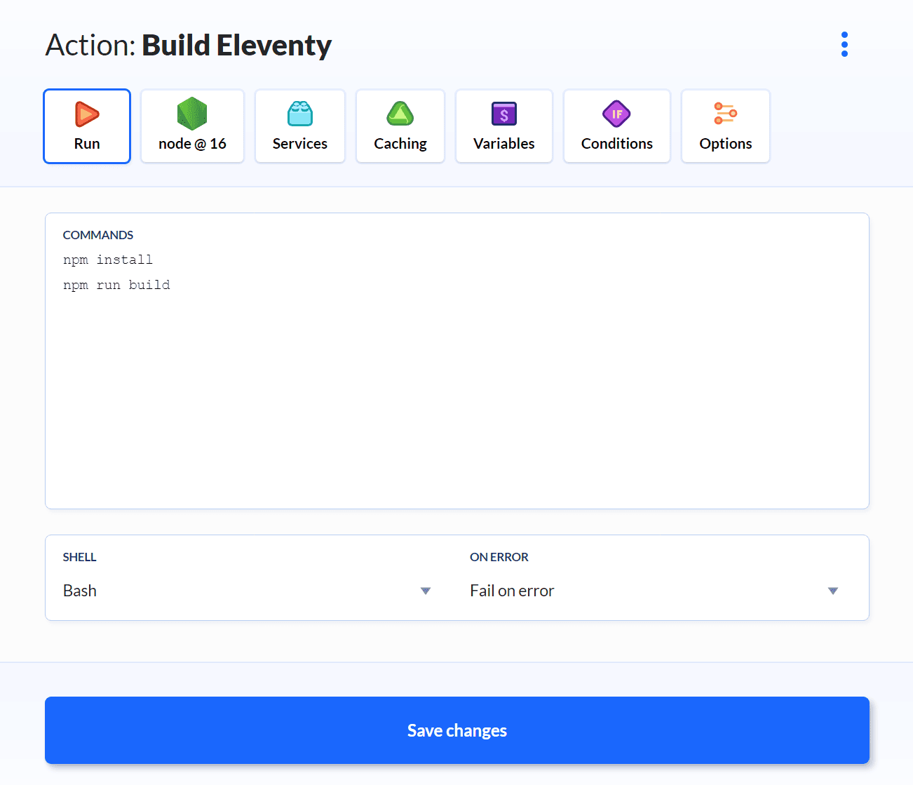 Node.js action details