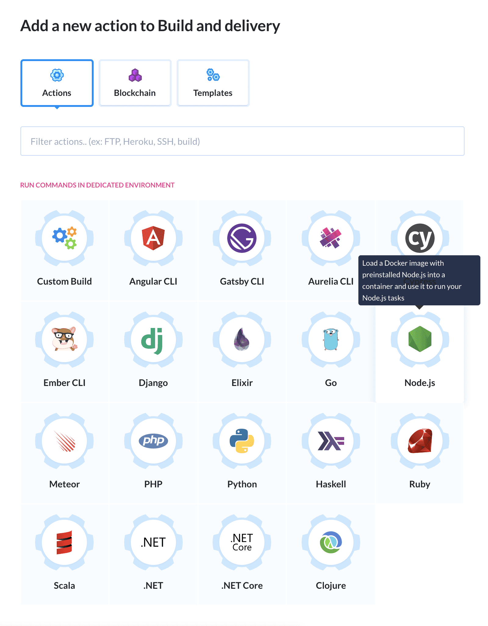 Adding the Node.js action