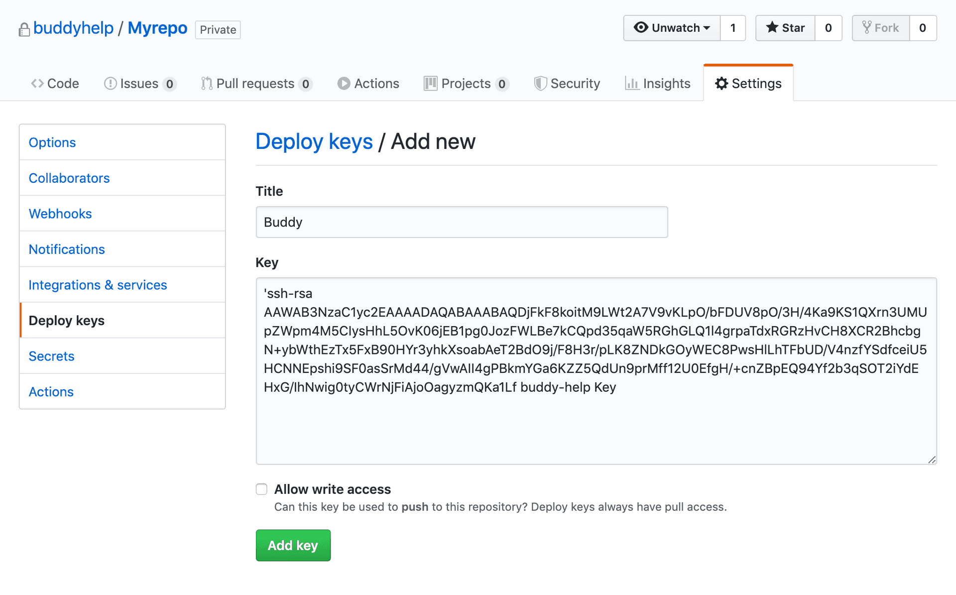 Adding deploy keys