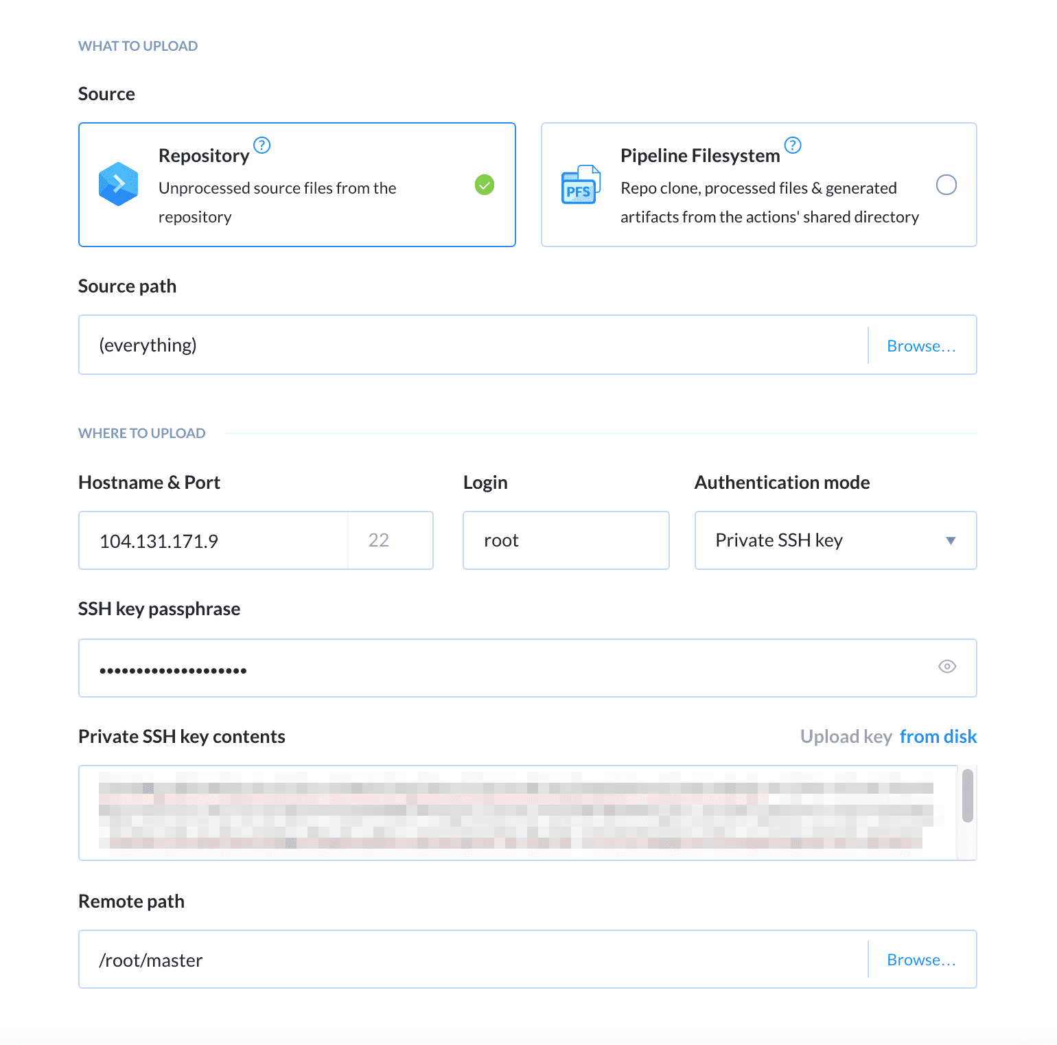 SFTP configuration