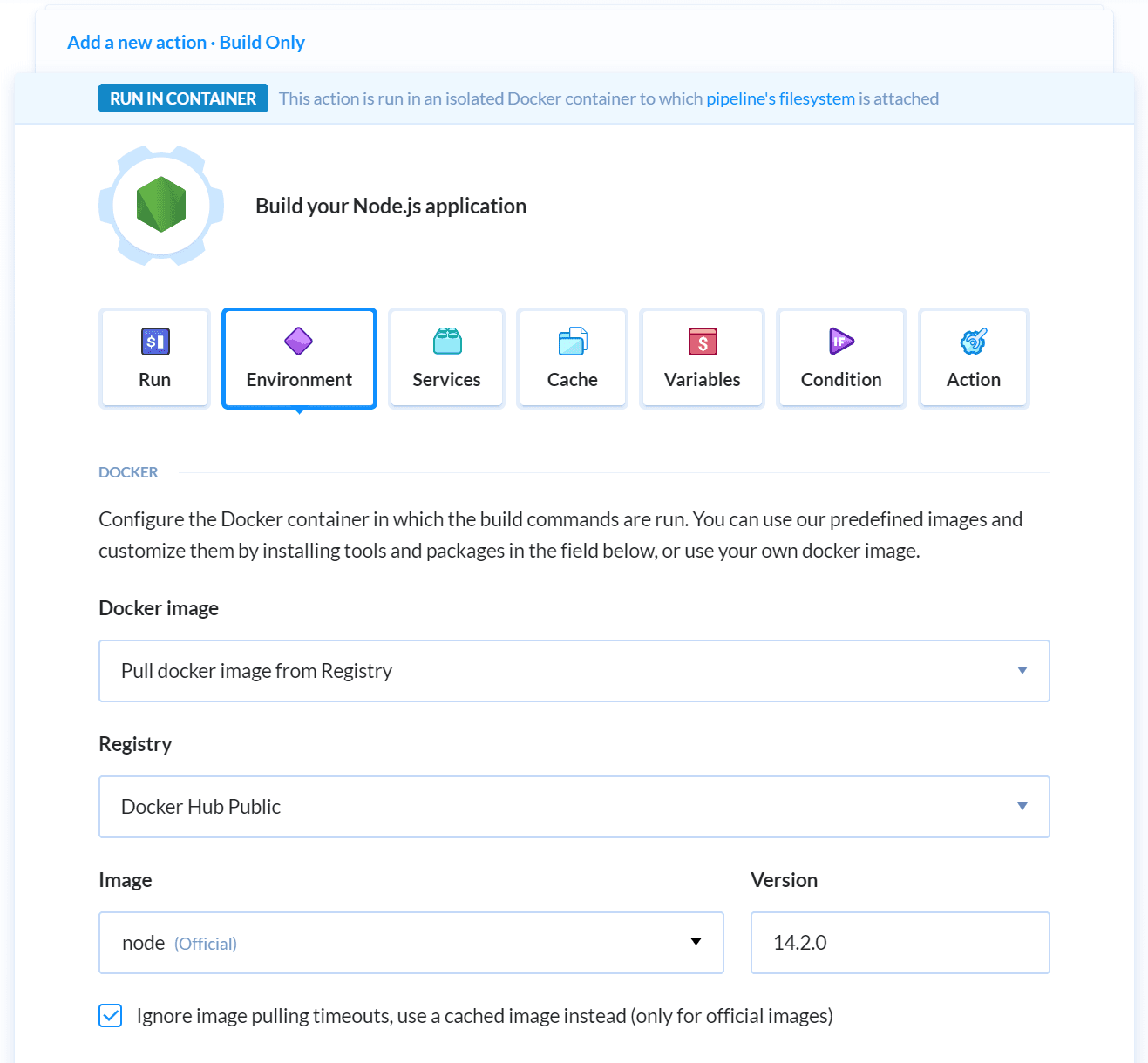 Overview Environment tab